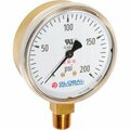 Wika Instrument Global Industrial„¢ 2" Compressed Gas Gauge, 4000 PSI, 1/4" NPT LM, Gold Painted Steel 52925879